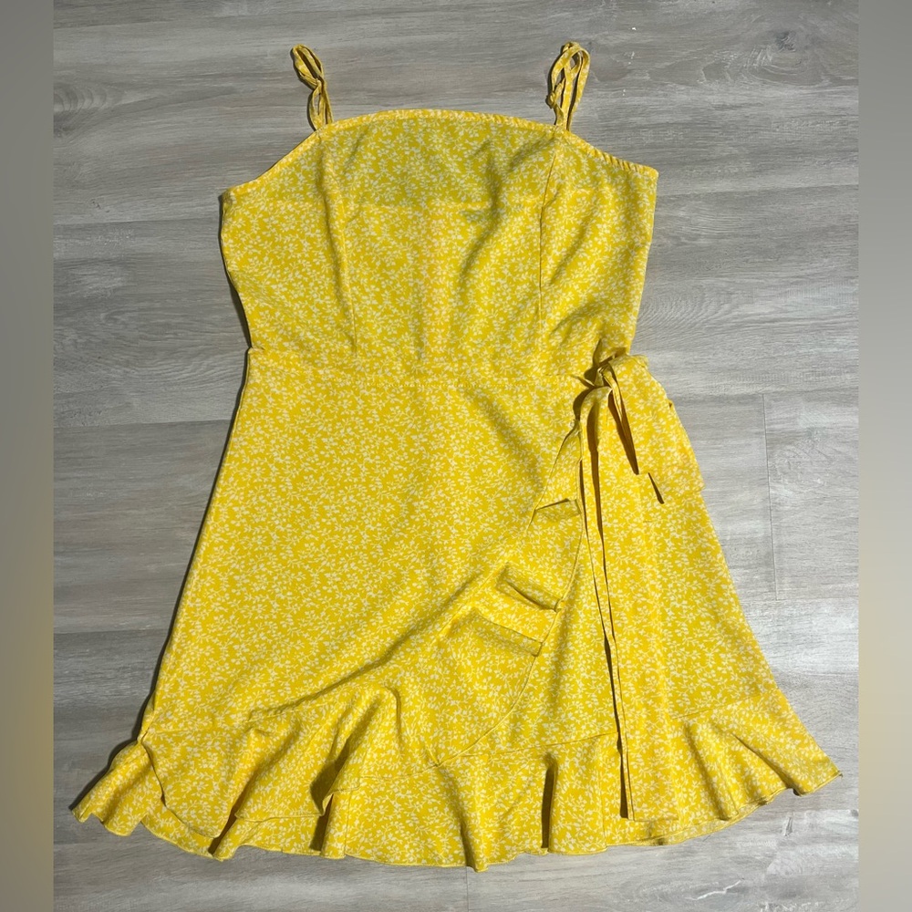 SHEIN Yellow Asymmetrical Ruffled Sundress